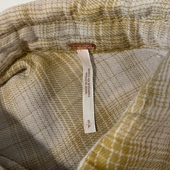 Free People Yellow White Double Dip Plaid High Low Tunic Flannel Size Small - Picture 5 of 7